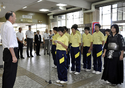 表彰台を目指せ 健闘に期待全国中学生体育大会・激励会