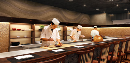 琵琶湖ホテル 県産食材にこだわった和食のスペース