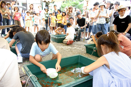 全国金魚すくい大会へ 近江八幡で予選会