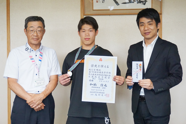 インターハイ出場決定 加納侑也選手が優勝報告