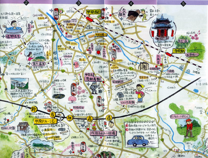 まるで街歩きしている気分 甲賀忍者の里・ドライブ絵地図